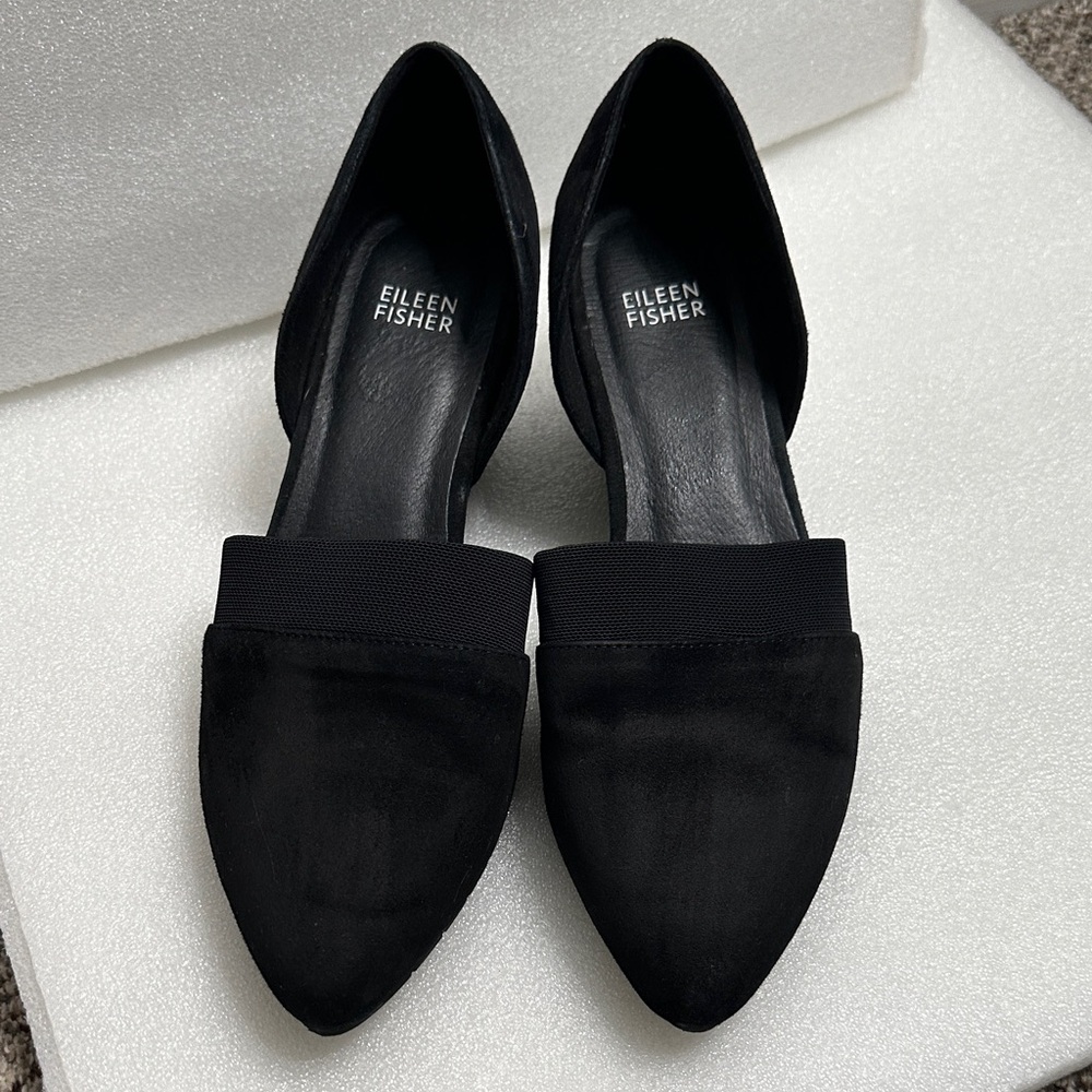 Eileen Fisher Women's Elegant Black suede leather shoes size 9